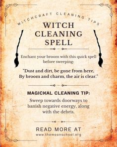 an old poster with the words, witch cleaning tips and instructions on it's side