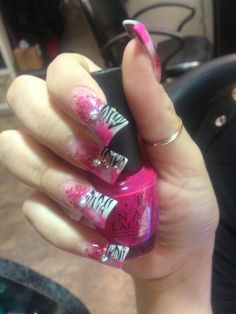 PINK BLING ZEBRA, NAILS BY AUSTIN !!! Mcbling Nails, Scene Nails, Cutesy Nails, Mc Bling, Flare Nails, Y2k Princess, Polished Nails, Zebra Nails, Fingernail Designs