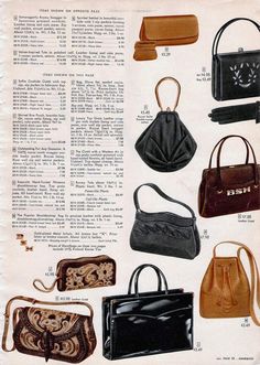 The materials used for purses in the 1950s were much more varied than they are today. Description from retrowaste.com. I searched for this on bing.com/images Tas Vintage, Bags Online Shopping, Cheap Purses, Unique Purses, Authentic Designer Handbags, Retro Mode, Quality Handbags, Handbags And Purses, Vintage Purses