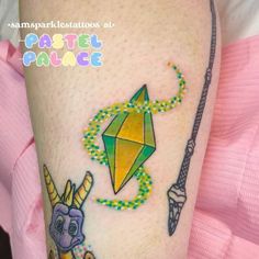 a person with a tattoo on their arm and an arrow in the shape of a kite