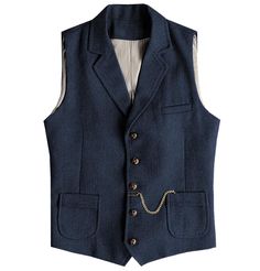 PRICES MAY VARY. Features: Button closure,single breasted 5 buttons,3 real pockets, adjustable back strap. Size: Please read the our size chart information of the product in order to choose your own size,not Amazon size chart. Fabrics: Herringbone tweed pattern, it’s comfortable, simple, and classic.Wool blend vest for casual comfort. Occasions: The vest is easy to match with dress shirt, suit coat, casual pants, etc. Suit for daily wear, business, wedding, outdoor, all occasions and seasons. At Tweed Vest With Pockets For Tailoring, Fall Vest With Notch Lapel And Button Closure, Winter Tweed Vest With Pockets, Tailored Single-breasted Tweed Vest, Single Breasted Tweed Vest For Workwear, Fall Vest With Notch Lapel And Buttons, Wool Business Vest With Button Closure, Tweed Vest With Buttons For Work, Winter Business Vest With Button Closure