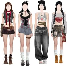 Kpop Baddie Aesthetic, Kpop 4 Members Group Outfits, Vampire Party Costume, Grey Baggy Jeans, Dance Group, 2024 Aesthetic