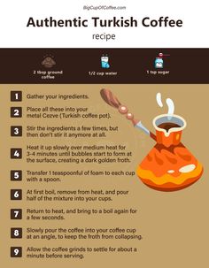 a recipe for turkish coffee with instructions on how to make it and what to use it