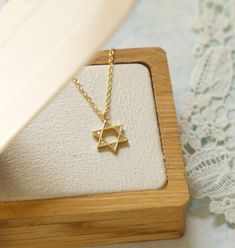 "Dainty Star of David Necklace gold-CZ diamond-Jewish star necklace-Delicate Silver Star Of David Necklace-Judaica Jewelry gift-birthday gift length: 16\" +2\" adjustable inch as shown on the pictures. charm size: 10mm x 10mm material: gold vermeil, sterling silver 925 lobster clasp View more jewelry HERE: https://www.etsy.com/shop/DearMia?ref=shopsection_shophome_leftnav" Jewish Star Necklace, Star Of David Necklace, Judaica Jewelry, Jewish Star, Star Of David, Cz Diamond, Star Necklace, Silver Stars, Gift Birthday