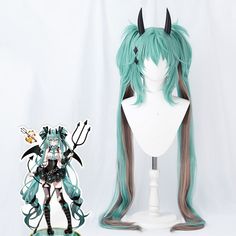 Including: Wig 
 Material: Heat Resistant Fiber 
 Gender: Gender-bending available 
 
 If you cannot find and like to buy the costume, wig, shoes, weapon or other accessories of this character, pls not hesitate to contact us 
 Please note that due to different screen resolution, products you receive may have a bit different as the one we show here. Miku Wig, Devil Wings, Gothic Cosplay, Wishlist Ideas, Cosplay Wig, Cosplay Wigs, Hatsune Miku, Norfolk, Vocaloid