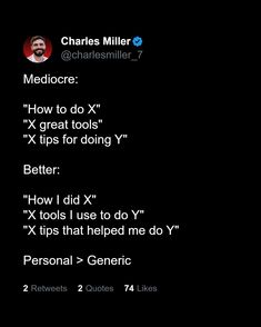 an image of a text message that reads, charles miller medicore how to do x's tips for doing y'better?