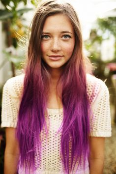 Subtle Hair Color, Blonde Ombre Balayage, Hair Colorful, Purple Ombre Hair, Dip Dye Hair, Hair Chalk, Temporary Hair Color, Ombré Hair, Ombre Hair Color