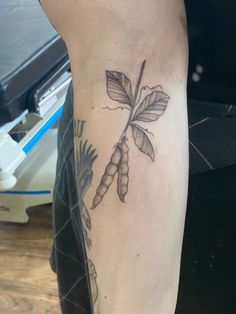 a person with a tattoo on their arm has a plant growing out of the ground