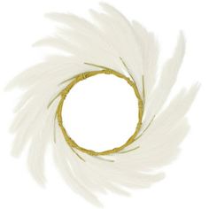 a white and gold feather headband on a white background