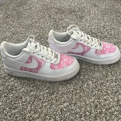 Super Cute Pink Lv Af1s! Paid Over $250 For! Definitely Have Wear (As Pictured) Near The Top Of The Laces, And Paint Chipped Off On The Side Of Shoes On ‘Air’. Could Definitely Use A Good Cleaning, But Still Are Super Cute And Chic! Size 7. Nike Shoes Custom, Painted Air Force 1, Shoe Ideas, Custom Air Force 1, Shoes Custom, On Air, Custom Shoes, Air Force 1, Cute Pink