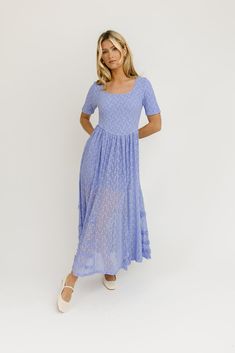 this elegant short sleeve maxi dress will take you from day to night, season after season. it features a sweet lace pattern, a square neckline, + a smocked bodice that stretches + slims in all the right ways. from family photoshoots to spring bridal showers, the styling possibilities are endless. cornflower blue // maxi length, scoop neckline, lined to thigh, smocked bodice and sleeves model is 5'8" + wearing a small measurements are approximate + taken while laying flat small : (smocked) bust 3 Spring Bridal Showers, Cute Family Pictures, Family Photoshoots, Spring Bridal Shower, Short Sleeve Maxi Dress, Family Picture Outfits, Short Sleeve Maxi Dresses, Engagement Photo Outfits, Picture Outfits