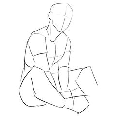 a drawing of a person sitting on the ground