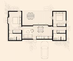 the floor plan for an apartment with two beds and one living room, which is connected to