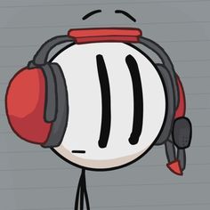 a cartoon character with headphones on