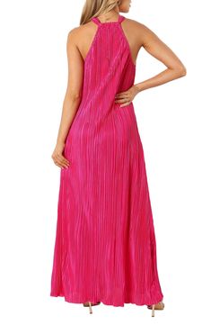 Elaborate pleating adds abundant texture to this flowy and sophisticated maxi dress. Slips on over head Jewel neck Sleeveless Lined 100% polyester Hand wash, line dry Imported Pink Pleated A-line Maxi Dress, Sleeveless Maxi Dress With Folds For Spring, Chic Sleeveless Maxi Dress With Folds, Summer Maxi Dress With Folds, Flowy A-line Maxi Dress With Lining, Summer Maxi Length Pleated Dress, Chic Pleated Maxi Dress For Vacation, Sleeveless Crinkle Texture Maxi Dress, Spring Pink Maxi Length Pleated Dress