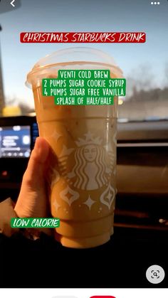 someone is holding up a starbucks drink in their hand, with the instructions below it