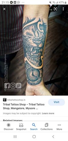 a man with a dragon tattoo on his arm and wrist is shown in an instagramture