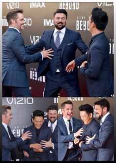 two pictures of men in suits shaking hands