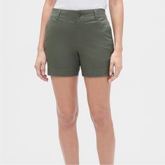 New With Tags! High Waisted. Easy Through The Hip And Thigh. Hits At Mid-Thigh. Inseam: 5" This Pair Of Shorts Is Part Of Gap’s Water-Saving Washwell Program. Compared To Conventional Wash Methods, Washwell Has Saved Millions Of Liters Of Water Since 2016. Stretch Twill Weave. Button Closure, Zip Fly. Front Slant Pockets, Welt Pockets At Back. Cotton 97%, Spandex 3% Machine Wash. Bundle Three Or More Items From My Closet For 20% Off! Green Gap Shorts For Summer, Gap Green Short Bottoms, Green Short Bottoms By Gap, Green Gap Shorts, Gap Relaxed Cotton Shorts, Gap Relaxed Fit Cotton Shorts, Gap Cotton Skort, Solid Cotton Shorts With 5-inch Inseam, Gap High-waisted Casual Shorts