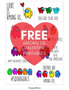 free valentine printable among us Among Us Valentine, Minecraft Valentines, Free Valentine Cards, Valentine Template, Valentine Printables, Printable Valentines Day Cards, Valentine Gifts For Kids, Printable Valentines Cards, Valentine Day Boxes