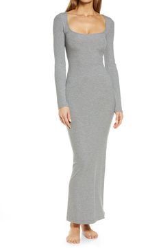 SKIMS Lounge Ribbed Long Sleeve Maxi Dress | Nordstrom