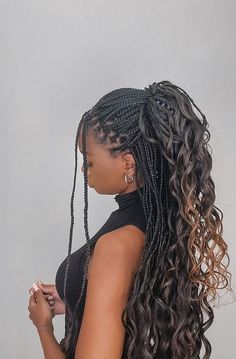 Big Box Braids Hairstyles, Goddess Braids Hairstyles, Protective Hairstyles Braids, Pretty Braided Hairstyles, Braids With Curls, Girls Hairstyles Braids