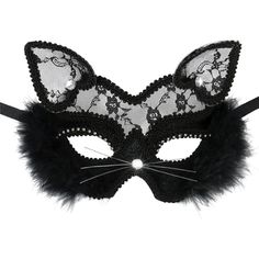 This sexy lace kitty eye mask will bring out the sexy beast in you! with its cute yet fierce whiskers, nothing will make you look more luxurious! Cat Eye Mask, Masquerade Mask Women, The Mask Costume, Masquerade Halloween, Christmas Fancy Dress, Mascaras Halloween, Venetian Masquerade Masks, Lace Costume, Black Cat Eye