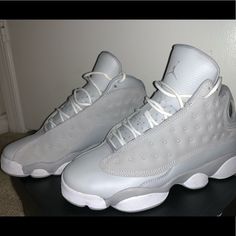 Jordan 13’s Wolf Grey Size: 4.5 (Grade School) Worn Twice Gray High-top Jordan Shoes, Gray Basketball Shoes With Speckled Midsole, Jordan Grey, School Wear, Shoes Jordan, Jordan 13, Kids Jordans, Grade School, Jordan Shoes