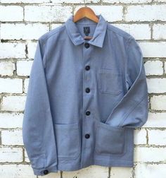 #ad Premium Quality 60s Style French Chalk Blue Cotton Twill Chore Work Jacket S M L XL 2XL, Fashion Mens Jackets French Workwear, 60s Style, Work Jacket, Chore Jacket, Workwear Fashion, Work Jackets, 60s Fashion, Cotton Twill Fabric, Modern Fit