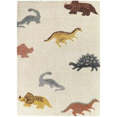 a rug with various dinosaurs on it