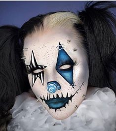 Womans Scary Clown Makeup, Clown Nose Makeup, Pop Art Clown Makeup, Blue Clown Makeup Halloween, Clown Skeleton Makeup, Creepy Clown Halloween Makeup, Airbrush Clown Makeup, Uv Clown Makeup, Angry Clown Makeup