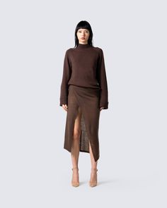 Abra Astounding Set – FINESSE Chic Brown Sweater For Loungewear, Chic Knit Midi Length Sweater, Chic Midi Length Knit Sweater, Chic Midi-length Knit Sweater, Chic Long Knit Sweater, Chic Brown Knit Sweater Dress, Chic Brown Midi Sweater Dress, Brown Knit Sweater Dress, Chic Brown Knit Sweater