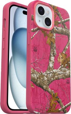 an iphone case with pink camo on the front and back cover, for the iphone 11