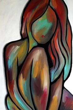 an abstract painting of a woman's torso