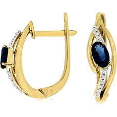 Royal 14K Yellow Gold Sapphire & Diamond Earrings - Captivating Ocean Blue Elegance Elegant Oval Hoop Earrings With Gemstone, Oval Earrings With Diamond Accents, Yellow Gold Oval Diamond Earrings With Gemstone, Oval 14k Gold Earrings With Diamond Accents, Sapphire Diamond Earrings, Glamour Jewelry, Sapphire And Diamond Earrings, Diamond Birthstone, Yellow Gold Jewelry