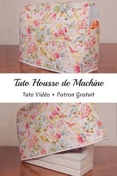 Une housse pour machine à coudre en tissu matelassé et possédant deux poches latérales Couture, Tela