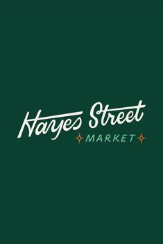 the logo for hayley's street market, which is located in front of a dark green background