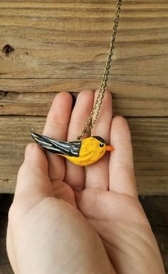 Goldfinch Necklace Carved Yellow Jewelry Gift, Carved Yellow Jewelry For Gift, Yellow Carved Jewelry Gift, Spartanburg Sc, Goldfinch, Wooden Hand, Blue Bird, Lobster Clasp, All Natural