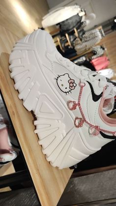 Girly Shoes Sneakers, Hello Kitty Clothing, Cute Footwear, Sanrio Shoes, Shoes Hello Kitty, Hello Kitty Style, Casual Shoes Women Sneakers, Pretty Sneakers, Hello Kitty Shoes