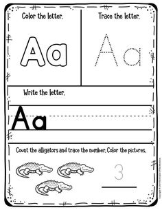 the letter a worksheet for children to learn how to write and draw letters