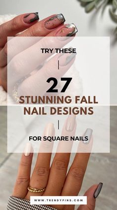 Discover the allure of autumn with these 32 stunning fall nail designs for square nails. From warm hues to intricate patterns, these designs will add a touch of elegance to your fall look. Click to explore these captivating nail art inspirations. Leaf Designs