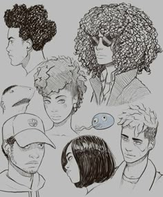 some drawings of people with different hair styles