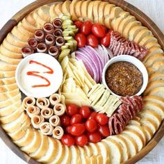 a platter filled with different types of food