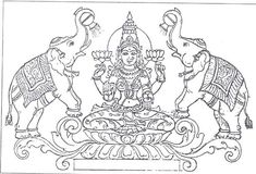 three elephants standing next to each other in front of an image of the hindu god