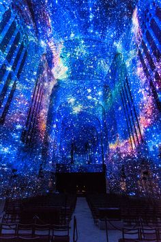 an image of the inside of a building that looks like it is covered in stars