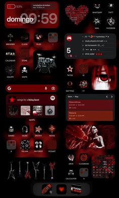 Red Theme Iphone Layout, Vampire Phone Theme, App Design Iphone, Lockscreen Themes, Themes For Mobile, Ios Theme, Phone Background Wallpaper