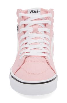 Keep old-school vibes flowing strong in this high-top sneaker that's topped with duarble canvas in a bright-pink hue. Textile upper/synthetic lining and sole Imported Pink Canvas Shoes For Streetwear, Pink High-top Canvas Shoes For Streetwear, Pink High-top Sneakers, Pink High-top Sporty Canvas Shoes, Trendy Pink Mid-top Sneakers, Casual Pink High-top Sneakers With Vulcanized Sole, Spring High-top Sneakers With Laces For Streetwear, High-top Sneakers With Laces For Streetwear In Spring, Pink High-top Sneakers For Spring Streetwear