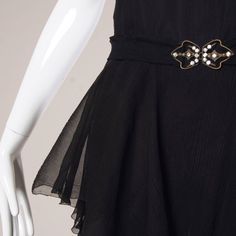 1920s Vintage Black Silk Chiffon Flapper Dress with Rhinestone Belt | From a collection of rare vintage evening dresses at https://www.1stdibs.com/fashion/clothing/evening-dresses/ 1920s Silk Flapper Evening Dress, 1920s Silk Flapper Dress For Evening, Silk 1920s Evening Flapper Dress, Elegant Silk Flapper Dress For Formal Occasions, Elegant Silk Flapper Dress For Evening, 1920s Vintage, Rhinestone Art, Rhinestone Belt, Rhinestone Dress