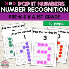 pop it numbers recognition game for pre - k and 1st grade