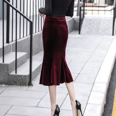 This Luxurious Magenta Velvet Midi Skirt Exudes Elegance And Sophistication. Its Plush Texture Adds A Tactile Element, While The Midi Length Offers A Graceful Silhouette. Pair It With A Fitted Blouse Or A Sleek Sweater For A Chic Ensemble That Seamlessly Transitions From Day To Night. Red Velvet Mermaid Skirt, Knee Length Velvet Skirt, Velvet Skirt Long, Long Mermaid Skirt, Skirt 2022, Pink Pleated Midi Skirt, Red Velvet Skirt, Magenta Velvet, Yellow Plaid Skirt